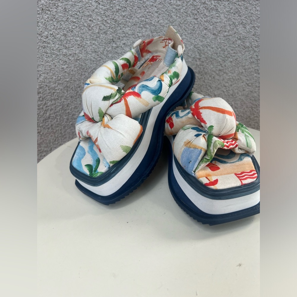 FARM Rio platform sandals Copacabana scarf Sz 6 New without tags